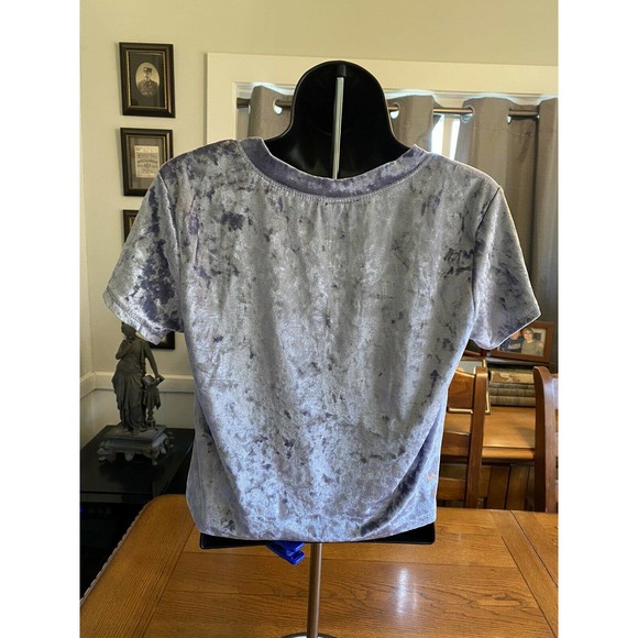 Popular Sports LAS VEGAS Lavender Crushed Velvet Belly Shirt Dancer Sz Sm EUC - Picture 3 of 7